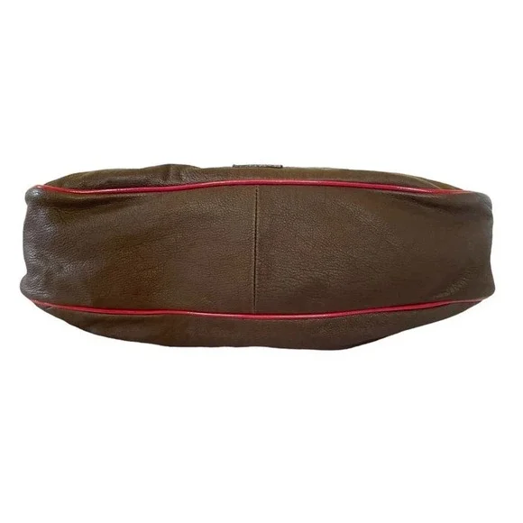 Moschino Cheap and Chic Brown Leather Studded Flower Hobo Handbag Purse - Picture 8 of 11